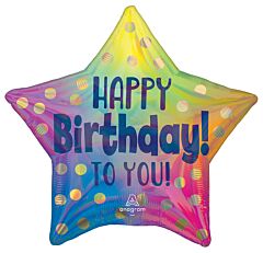 494 SD BLN H/BDAY GLD DOT HOLO