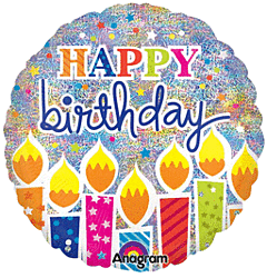 801 32IN BDAY CNDL SHMR HOLO R