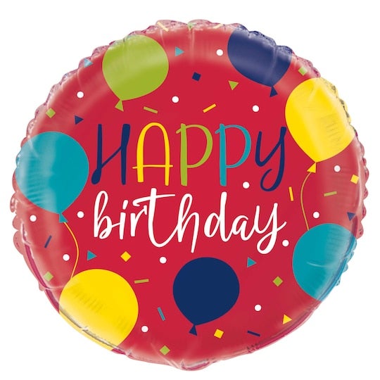 18" Red Birthday Mylar